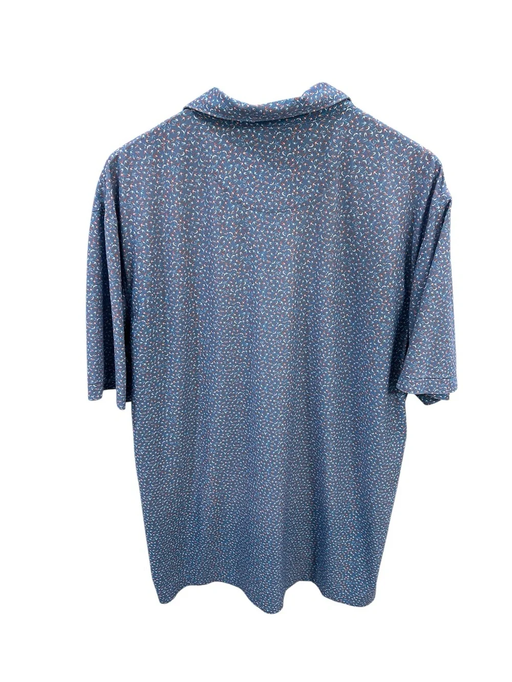 Peter Millar Summer Comfort Polo Shirt Blue Print Performance Golf Size L